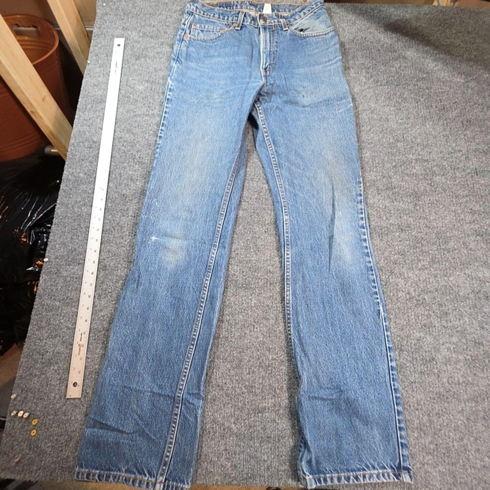 Levis 517 Jeans Mens 33x34 Blue Medium Wash Slim Bootcut Distressed Denim